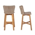thumbnail image 4 of GZXS Set of 2 Patio Bar Stools, 26.7" Outdoor Counter Height Pub Chairs with Solid Acacia Wood Frame, PE Wicker Seat & Back, All-Weather Patio Kitchen Island Stools, Light Brown, 4 of 10