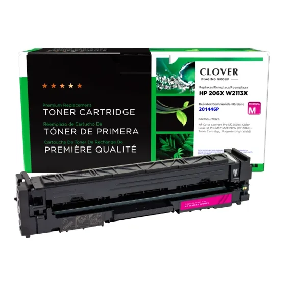 Remanufactured Clover Imaging High Yield Magenta Toner Cartridge (New Chip) compatible with HP 206X (W2113X)