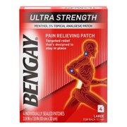 Ultra Strength Bengay Pain Relief Patches, Large, 3.9 x 7.9 in, 4 Count