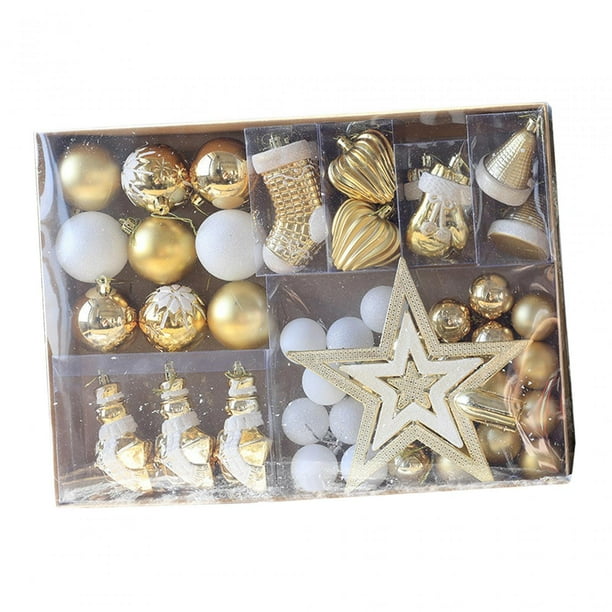 Juego de 47 adornos para árbol de Navidad, accesorio decorativo para árbol de Navidad Dorado