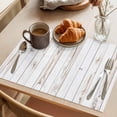 thumbnail image 3 of White Wood Grain Placemats Set of 6 Country Farmhouse Wooden Plank Place Mats Indoor Wipeable Table Mats Washable Cloth Dining Table Placemats for Kitchen Holiday Party Home Decor 13x19 Inch, 3 of 9