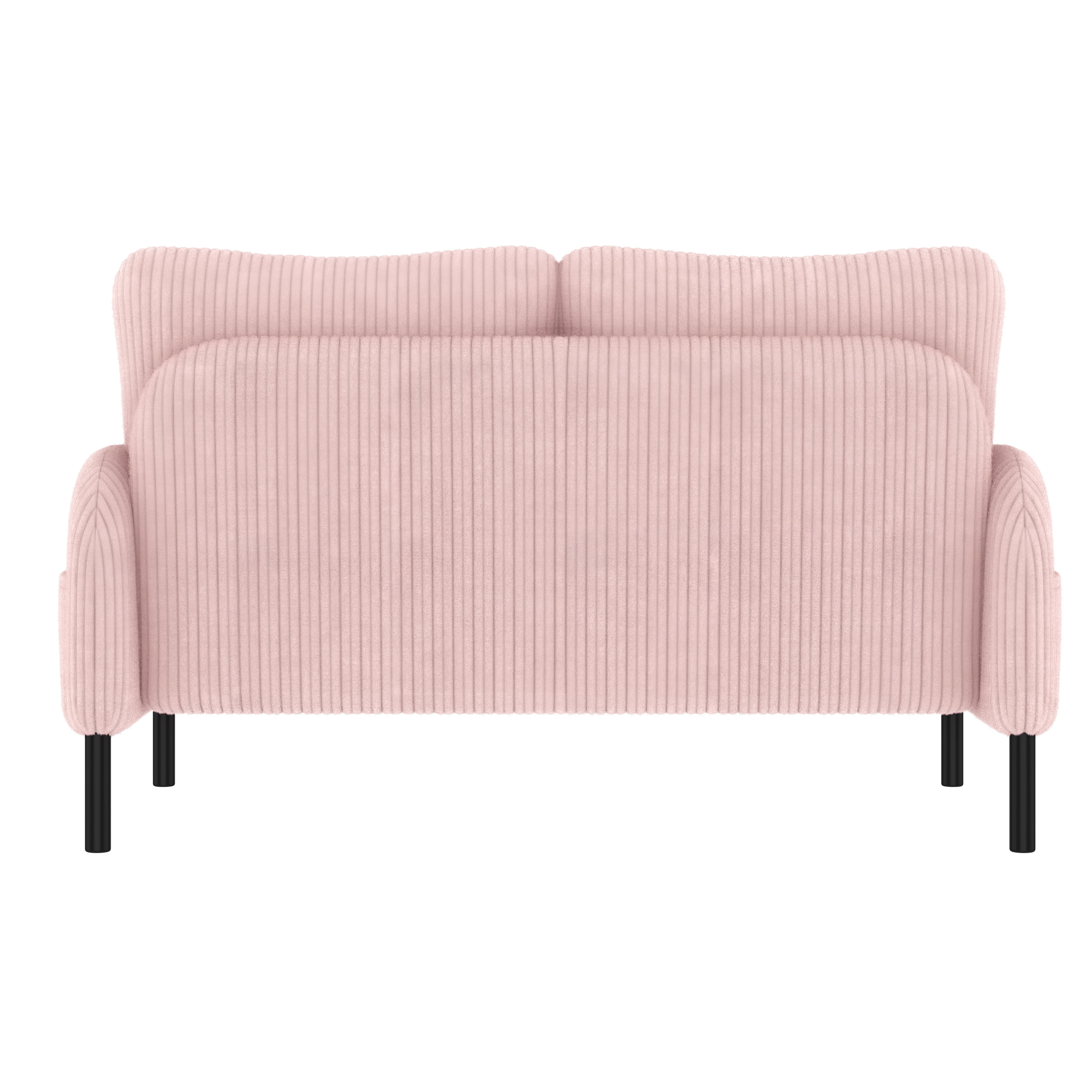Sofa for Living Room, Corduroy Sofa, Double Seater Sofa with Side Pockets and Ergonomic Support, High Density Foam, Modern Monochrome Design, Pink Corduroy Fabric