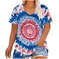 thumbnail image 2 of JTZGDY Plus Size Womens Summer Tops Vintage Printed Short Sleeve Round Neck Graphic T-Shirts Loose Fit Blouses Trendy Oversized Soft Cotton Tees Multicolor#05 XXXXXL, 2 of 6