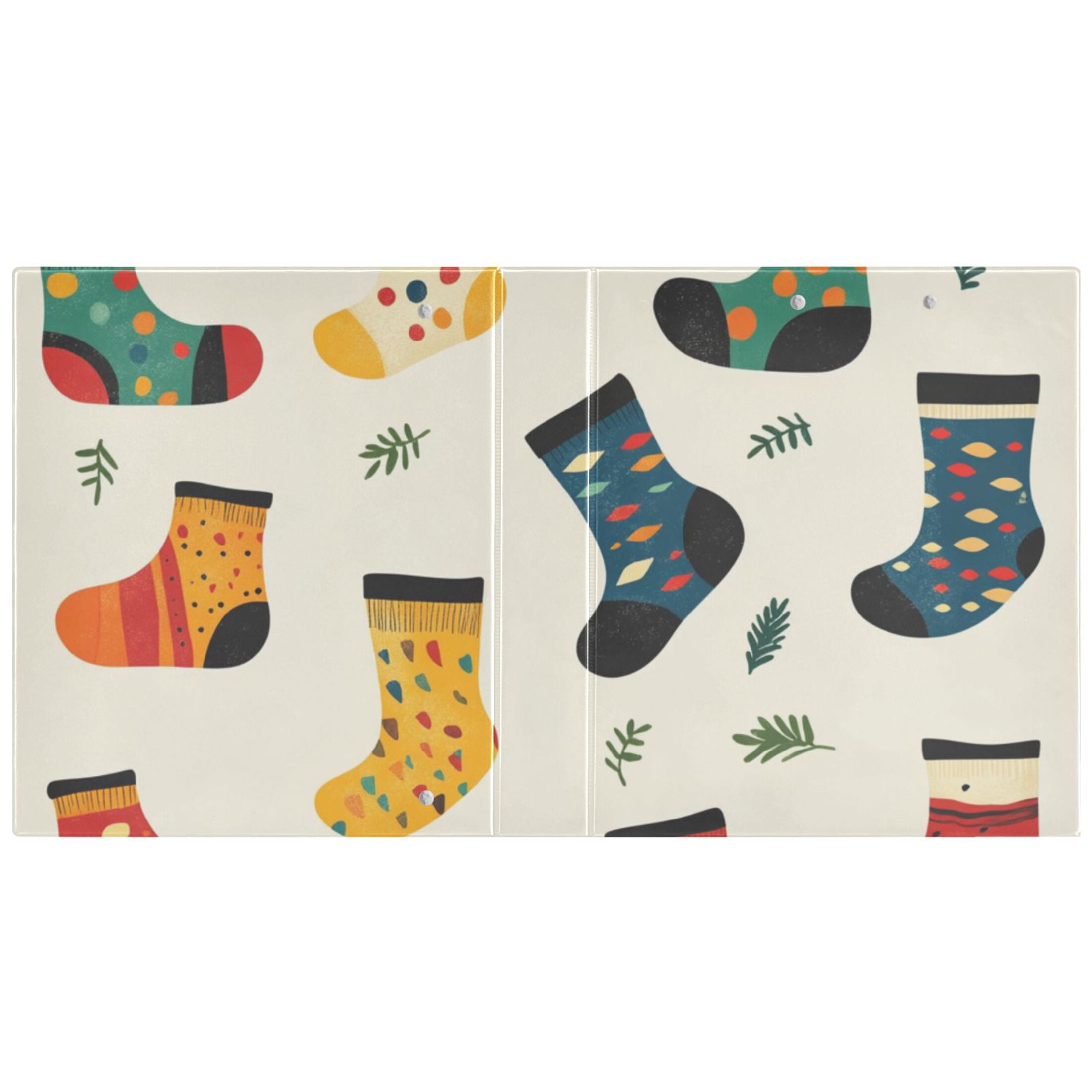 Socks Colorful 3 Ring Binders 1.5 inch Hardcover File Folders with Interior Pockets A4 Size Organizer for School Office Hospital