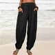 thumbnail image 4 of Women's Casual Cotton Linen Pants Elastic Waistband Beach Yoga Baggy Trousers, 4 of 5