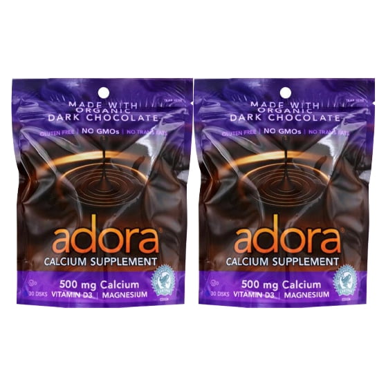 Adora Calcium Supplement Disk, Organic Dark Chocolate, 30 Count ( 2