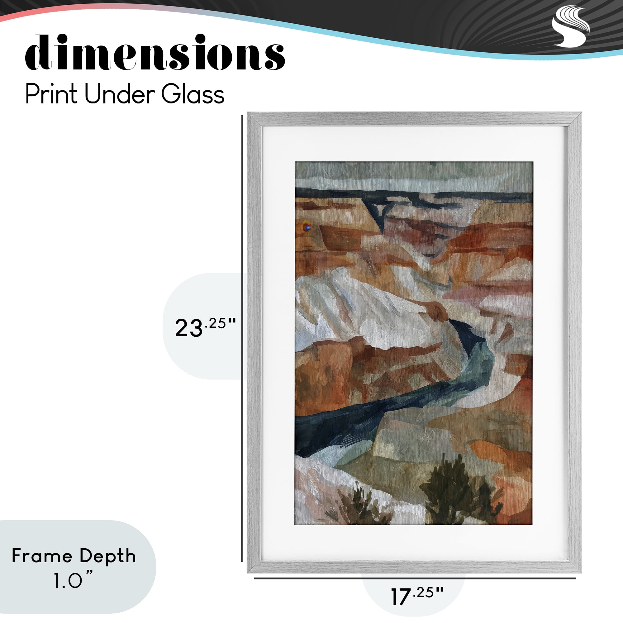 Stupell Industries Canyon Rim Textures Impression Gray Framed Print Under Glass, design by Chromatic Storm Studio
