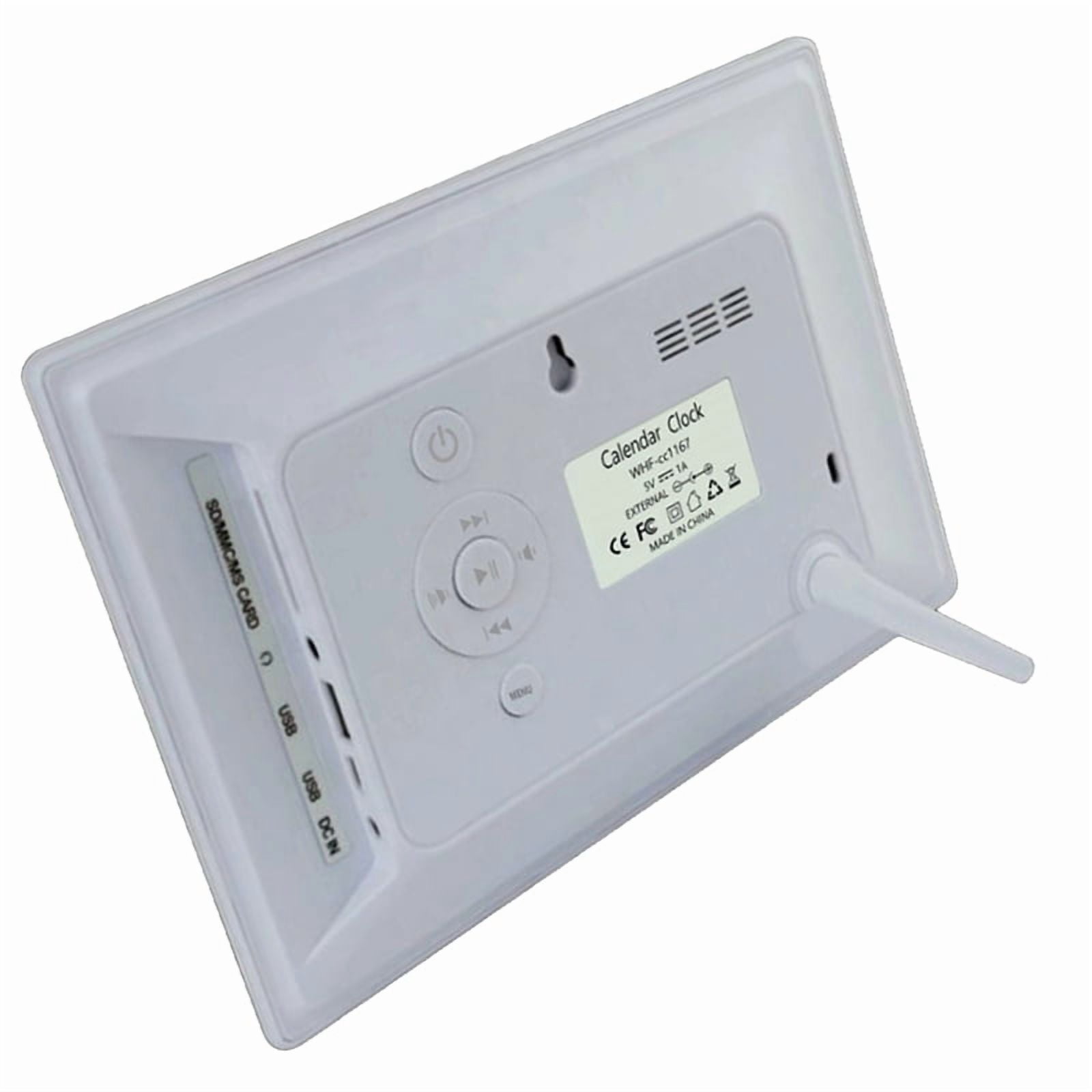 7 Inch Digital Calendar Alarm Clock Photo Frame Media Player,Large Dementia Alzheimers Clock