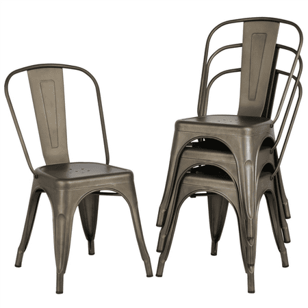 - Topeakmart Set of 4 Classic Iron Metal Dinning Chair Indoor-Outdoor Use Chic Dining Bistro Cafe Side Barstool Bar Chair Coffee Chair