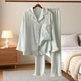 thumbnail image 4 of ZunFeo Women's 100% Cotton Two-Piece Pajama Set - Size XL, Green, Ruffle Trim, Soft Breathable, 4 of 6