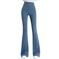 thumbnail image 2 of YanHoo Women's Bell Bottom Jeans High Waisted Belly Control Wide Leg Stretchy Flare Pants Jeggings Pull On Denim Pants with Pockets Blue,L, 2 of 7