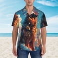 thumbnail image 2 of Bingfone Men's Short Sleeve Button Down Shirts Hawaiian Colorful Cloud Shepherd Dog Printed Beach Shirt, 2 of 7