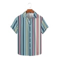 thumbnail image 2 of KyCheLot Men's Dress Shirts Stripe Summer Short Sleeve Collar Button down Shirt Casual Travel, 2 of 5