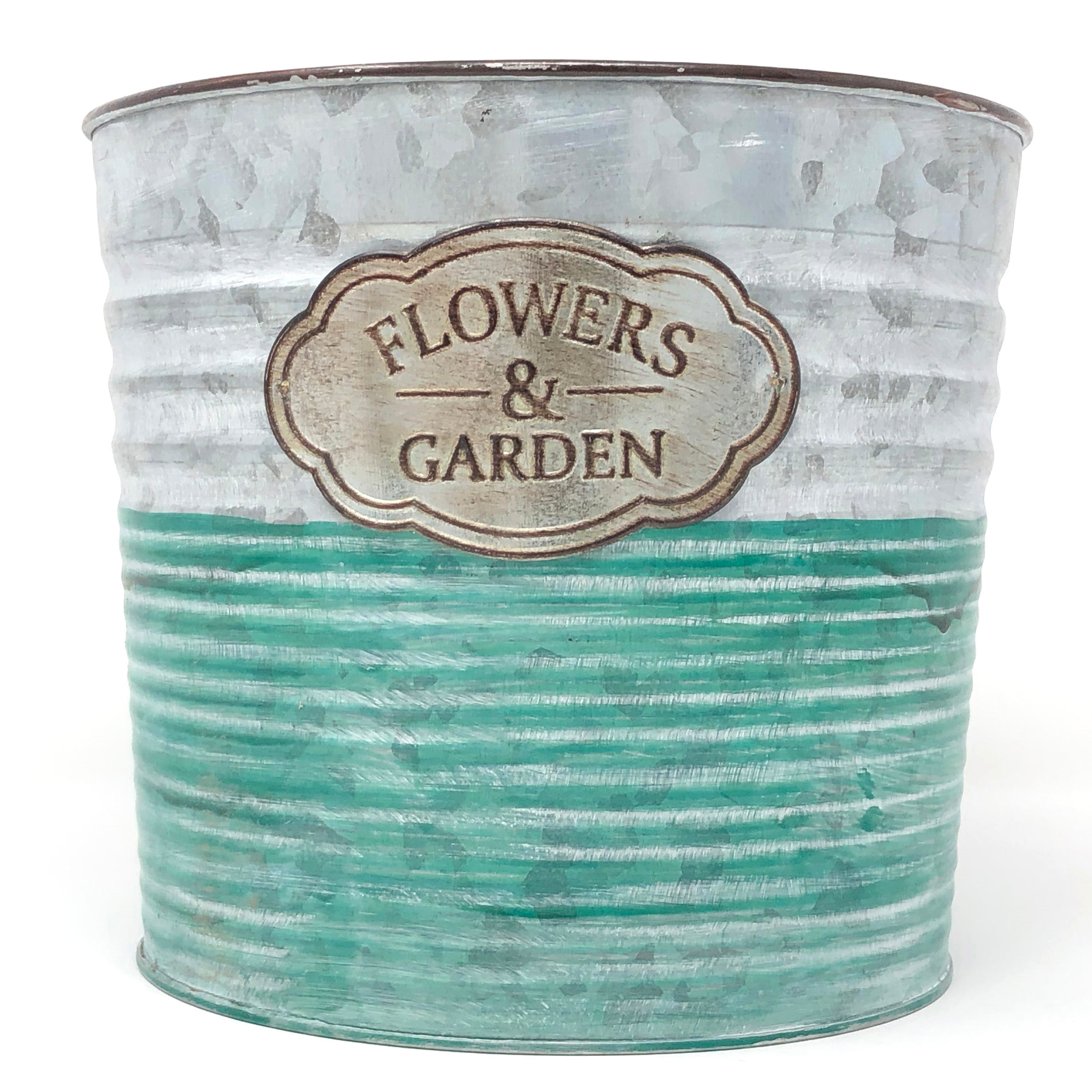 Allgala Galvanized Planter Pot Indoor and Outdoor Decoration-Round-9"-HD88300