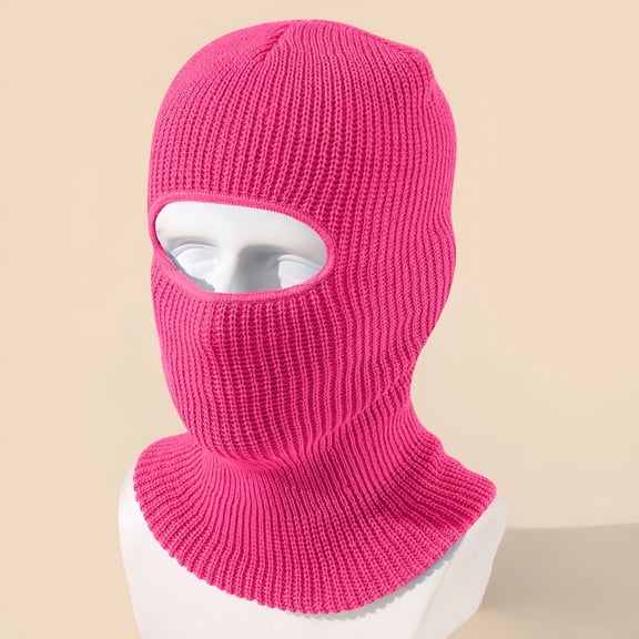 TELOLY Winter Balaclava Ski Mask Warm Knitted Full Face Cover for Men and Women Outdoor Sports Cycling Hot Pink One Size Fits Most
