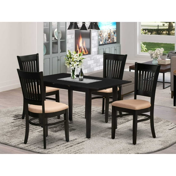 East West Furniture Norden 5-piece Traditional Wood Dining Set in Black