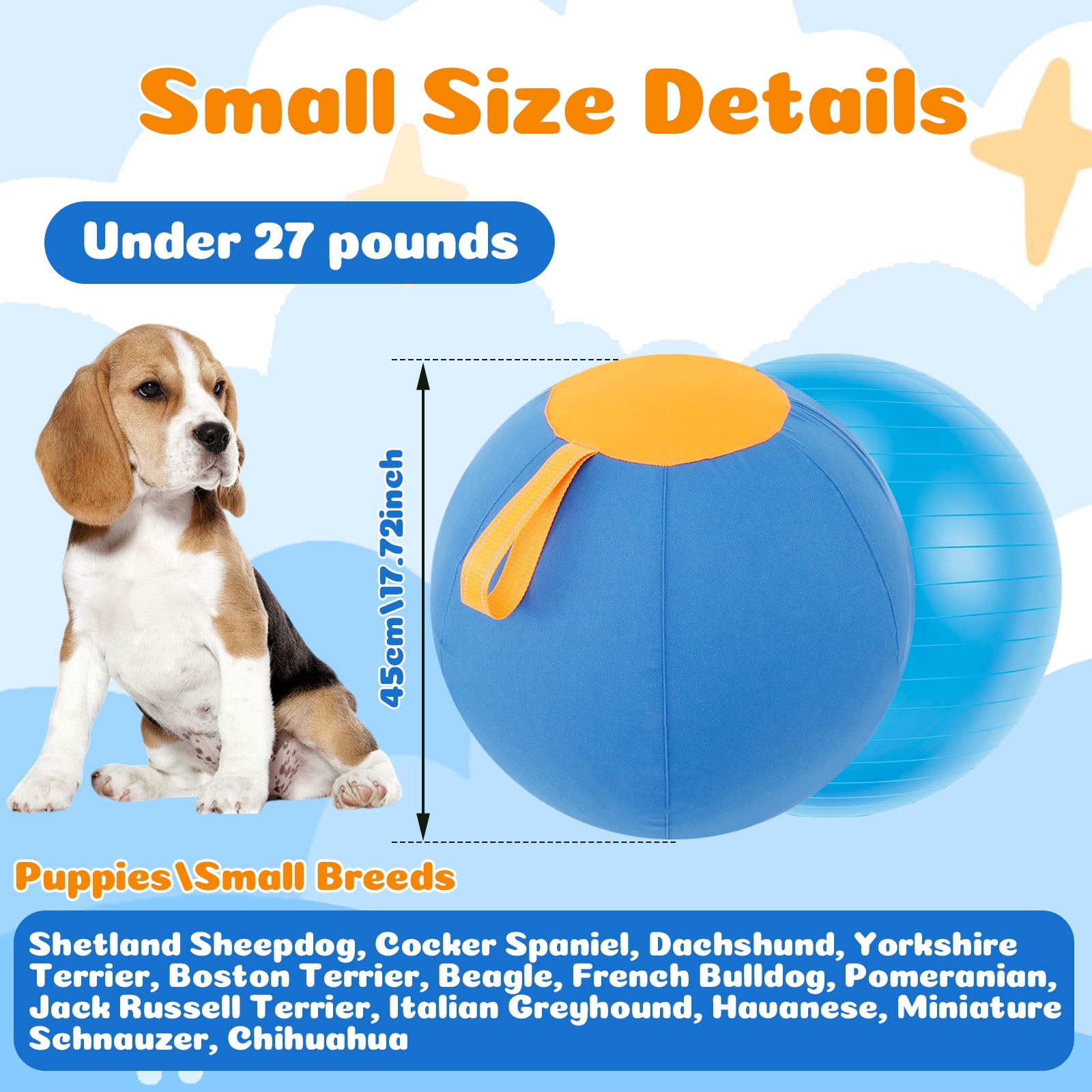 Wekvgz Herding Ball for Dogs 18inch Herding Dog Ball Agility Training Equipment Interactive Herding Horse Ball with Portable Handle Herding Dog Toys for Australian/German Shepherd