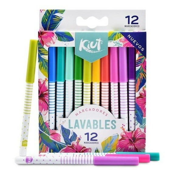 Plumones Kiut Lavables Caja Con 12 Colores AleJaz 6LBZS