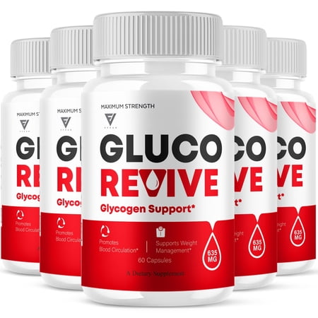 (5 Pack) Gluco Revive Blood Support Supplement GlucoRevive Pills, GlucoRevive Glycogen Support Capsules (300 Capsules)