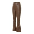 thumbnail image 2 of KOMOO Women Faux Leather Pants High Waist Straight Wide Leg PU Legging Flared Zipper Trousers, 2 of 7