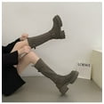 thumbnail image 2 of Women's Ribbed Platform Boots Round Toe High Heel Casual Boots Long Shaft Boots, 2 of 7