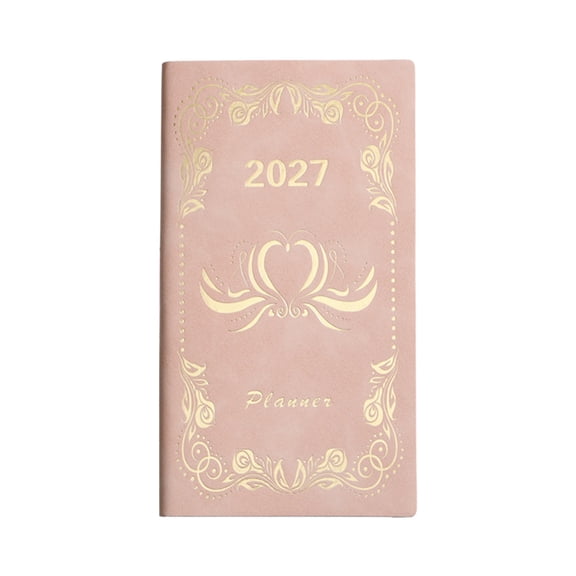 FHLFN717 2027 Daily Planner Portable Notebook, A7 Extra Small Weekly Planners, PU Leather Hardcover Mini Notepad for Work Plan Arrangment, Monthly Planner Small Size for Home Office