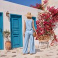 thumbnail image 5 of 2 Piece Sets for Women Casual Summer Sleeveless Round Neck Top Wide Leg Pants Lounge Travel Vacation Outfits Tank Tops Sets Casual Solid Color Outfit, 5 of 5