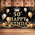 thumbnail image 6 of Yatrandify Golden Theme Happy Birthday Banner Crown Design 50th Celebration Balloon Decorations for Birthday Party Milestone Celebration Indoor Decoration, 6 of 6