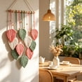 thumbnail image 5 of Macrame Wall Hanging Boho Woven Tapestry Chic Home Decor Wall Art，Modern Bohemian Handmade Leaf Feather Decoration for Apartment Dorm Living Room Bedroom 15.7"W X26.7"L, 5 of 7