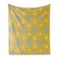 thumbnail image 1 of Grey and Yellow Soft Flannel Fleece Throw Blanket, Retro Vintage Bohemic Image of Flowers Swilrs Art Print, Cozy Plush for Indoor and Outdoor Use, 50" x 60", Blue Grey Marigold, by Ambesonne, 1 of 6