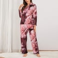 thumbnail image 2 of Balery Delicate Pink Carnations Conjunto de Pijama con Estampado para Mujer, Conjunto de Dos Piezas con Manga Larga, Ropa de Dormir Suave con Bolsillos, Pijamas Cómodos-Large, 2 of 7