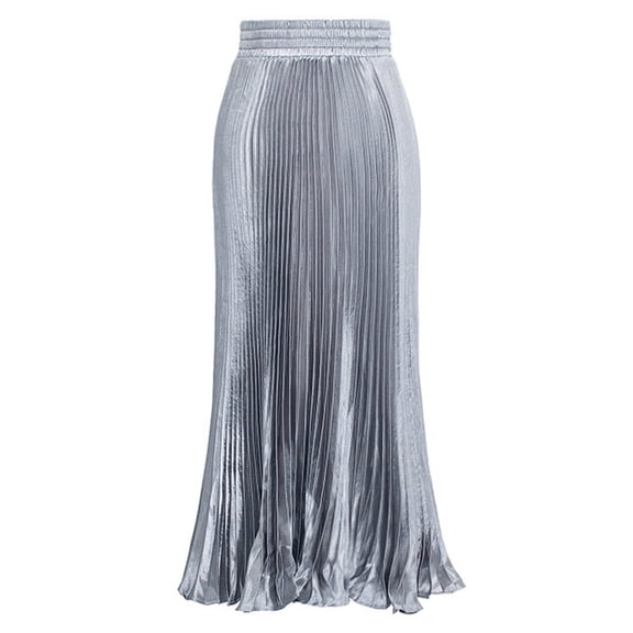 Women's Elastic Waist Satin Metallic Pleated Long Swing Skirt Leopard Midi Skirt Short Skirts Girls Ballet Skirt Bed Skirt for Adjustable Bed Silk Mini Skirt Dorm Bed Skirt Pleated Midi Skirt Mini