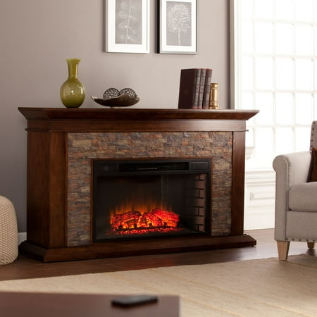 SEI - Canyon Electric Fireplace - Whiskey Maple With Durango Faux Stone