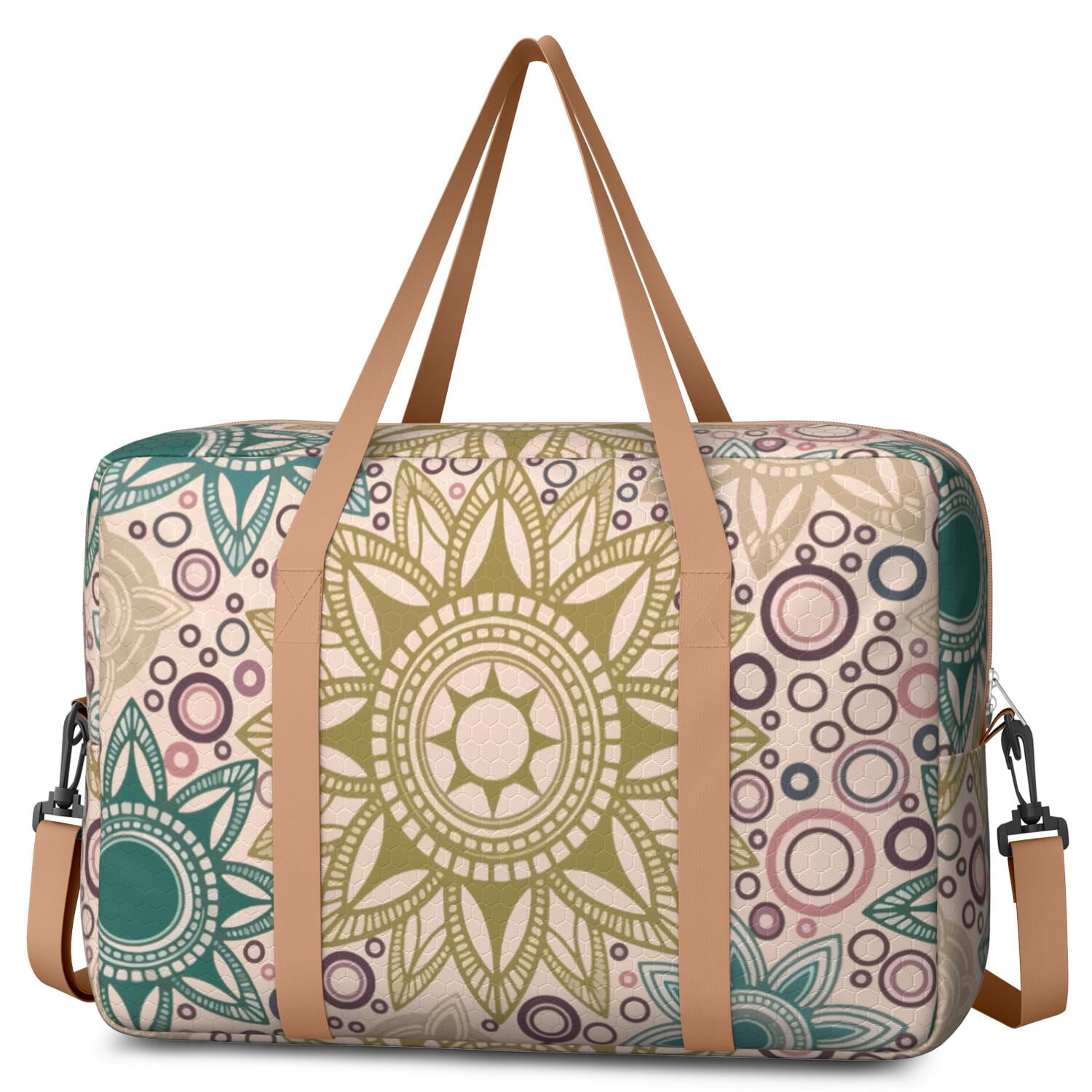 For Spirit Airlines Personal Item Bag 18x14x8 Inch, Boho Weekender Travel Bag, Foldable Travel Duffel Bag Underseat Carry on Bag with Luggage Sleeve for Women and Men 30L
