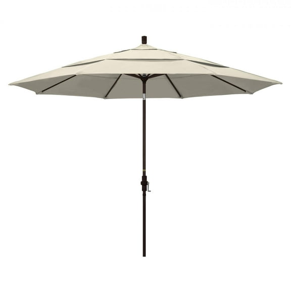 California Umbrella 11 Ft. Octagonal Aluminum Collar Tilt Patio Umbrella W/ Crank Lift & Aluminum Ribs - Bronze Frame / Olefin Antique Beige Canopy