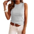 thumbnail image 3 of snilers Womens Tank Tops High Neck Sleeveless Ribbed Tank Casual Basic Thick Strap Slim Fitted Racerback Shirts S, 3 of 7