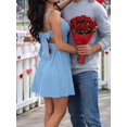 thumbnail image 6 of Women'S Sleeveless Square Neck Adjustable Straps Tie Back A-Line Mini Party Club Dress Light Blue M, 6 of 9