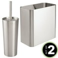thumbnail image 2 of mDesign 2 Piece Plastic Bathroom Set, Bowl Brush and Trash Can - Stainless Steel, 2 of 9
