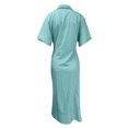 thumbnail image 4 of Pompotops Mode Femmes Sexy Été Casual Manches Courtes Solide Bouton Fourche Robe d'Ouverture, 4 of 5