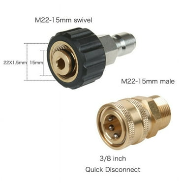 Pressure Washer Adapter Set Quick Connect Kit Metric M22 15mm 5000 PSI Couplers