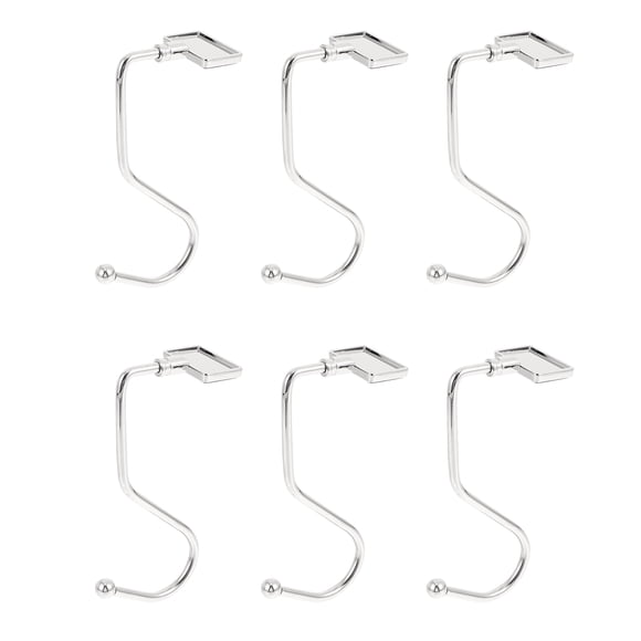RUNROTOO 6pcs Purse Hooks Silver Iron Tabletop Purse Hooks Home Decoration Women