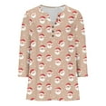thumbnail image 4 of HOMBOM Womens V Neck Tops Button down Plus Size Loose Christmas Snowflakes Holiday Khaki Shirts for Ladies Xmas, 4 of 5