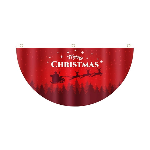 Wadada Christmas Flag Outdoor Bunting Flags Christmas Half Fan Flag Banner for Outdoor Christmas Party Garden Patio Decoration with Canvas Header and Metal Grommet for Christmas Banner