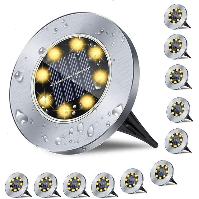 Luces solares para el suelo, luces solares impermeables para jardín, luces empotradas brillantes impermeables para jardín al aire libre mejoradas, luces de paisaje para caminos, patios, deco