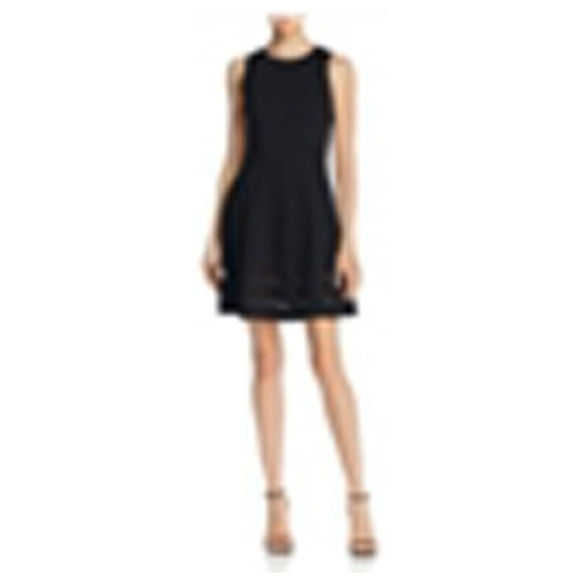 Aqua Womens Ponte Fit & Flare Dress, Black, Small
