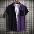 thumbnail image 3 of Jkety Shirt for Men Mens Cotton Hipster Hop Longline Crewneck Shirt Purple,2XL, 3 of 6