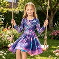 thumbnail image 5 of Lanbubble Girls Dresses Long Sleeve Mermaid Printed Casual Twirly Dress Fall Clothes 5-13 Years, 5 of 9