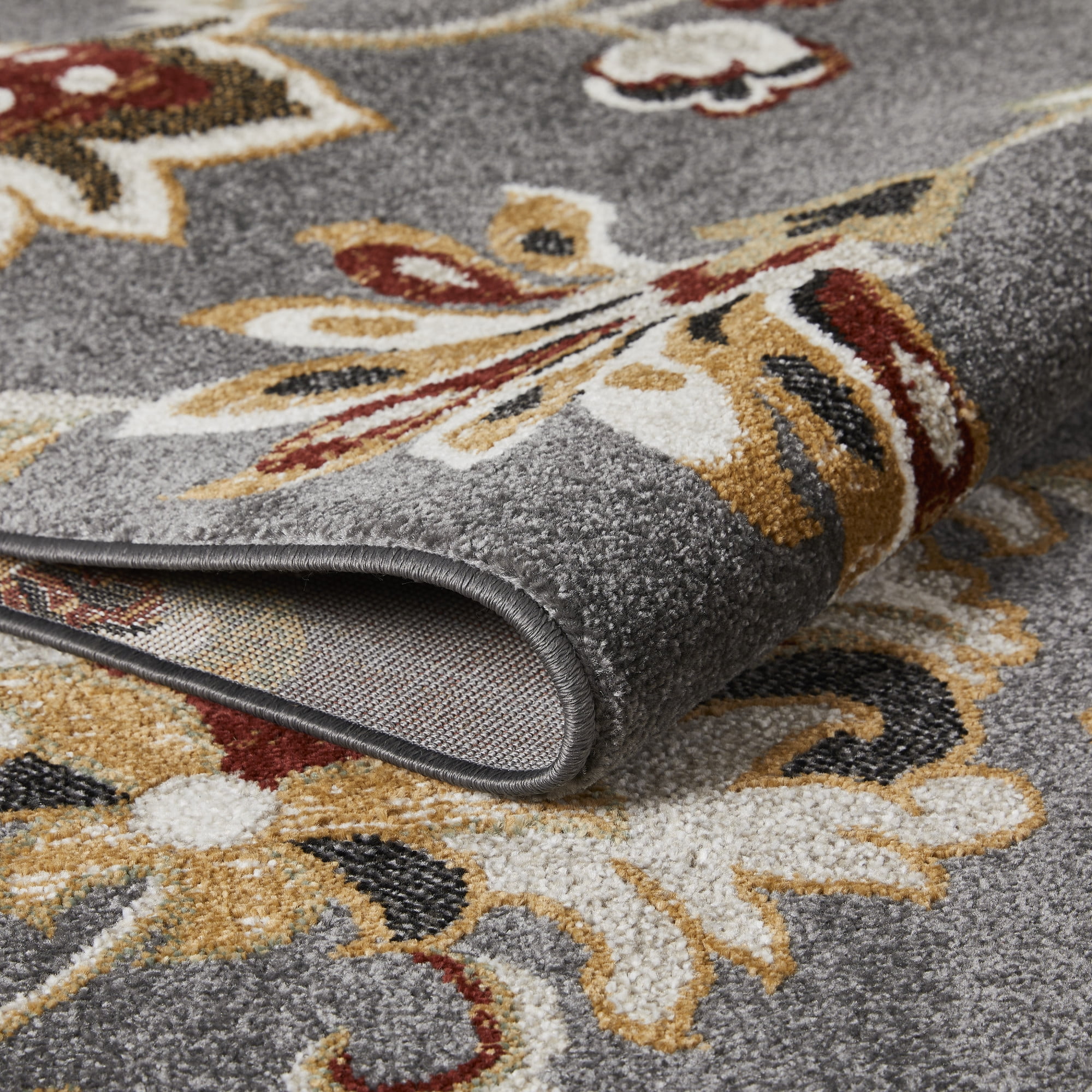 Loomaknoti Ohanzah Ostorn 5' x 7' Gray Floral Indoor Area Rug
