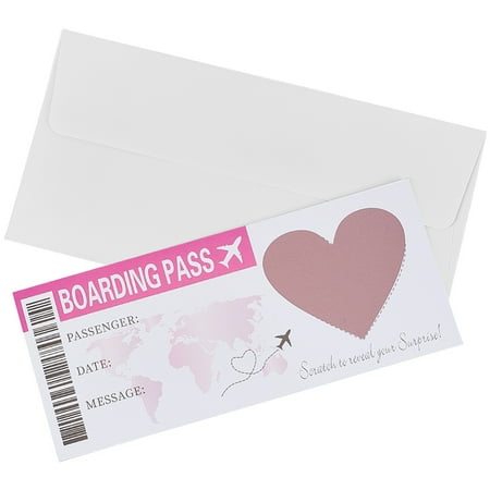 Scratch Surprise Boarding Pass DIY Travel Ticket Surprise Reveal Card for Wedding Birthday Party Supply Pale Violet Red 125x75x0.2mm diy