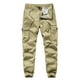 thumbnail image 2 of Puntoco Pantalones casuales de longitud completa para hombre, pantalones casuales de moda para hombre, múltiples bolsillos, botones, cremallera, cintura elástica, pantalones largos, 2 of 5